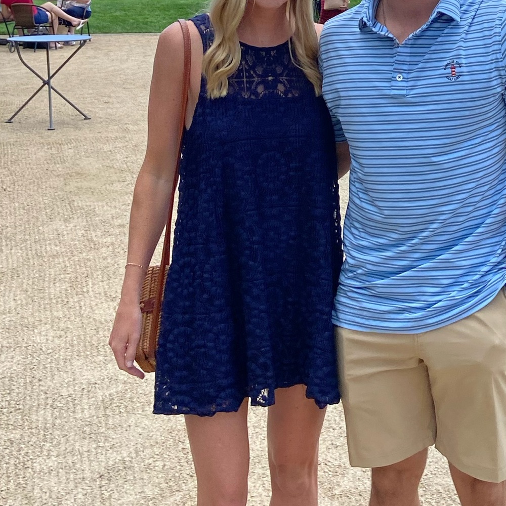 Free People Navy Blue Sundress with Lace Detail